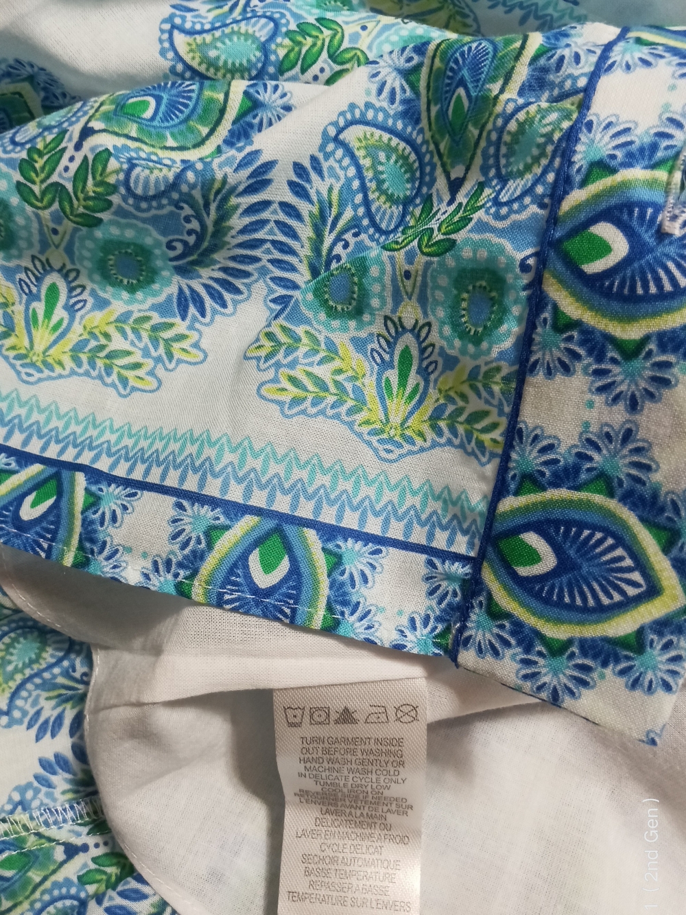 Hale Bob Leela Voile Mini Dress Blue Teal Paisley Tiered Flounce Sleeve Size S - Picture 12 of 14